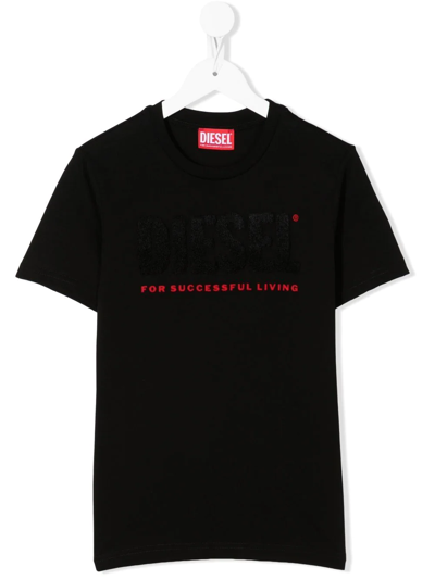 Shop Diesel Logo-appliqué T-shirt In Black