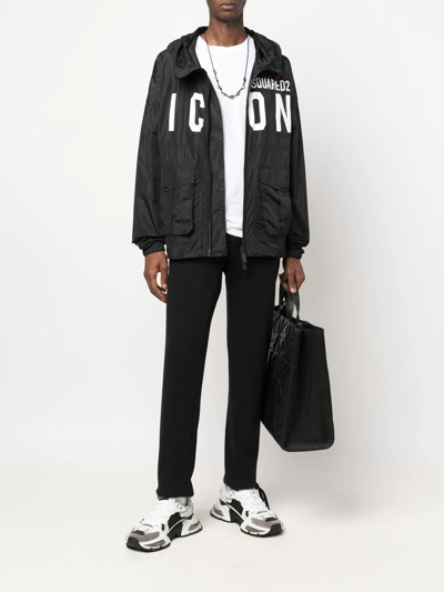 Dsquared2 Icon Colour-block Logo-print Jacket In Black