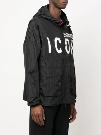 Dsquared2 Icon Colour-block Logo-print Jacket In Black