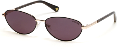 Shop Guess Brown Oval Unisex Sunglasses Gu8230 33e 57 In Brown,gold Tone