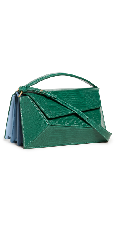 Shop Mlouye Small Naomi Bag In Emerald Lizard