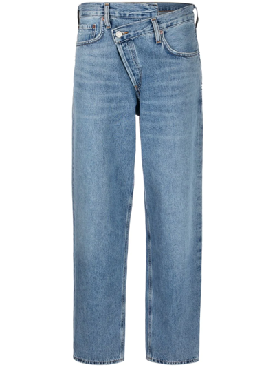 Shop Agolde Criss Cross Straight-leg Jeans In Blue