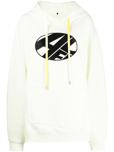 Shop Ader Error Embroidered-logo Drawstring Hoodie In Yellow