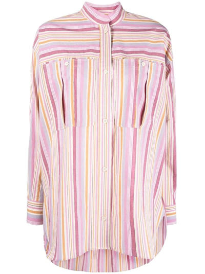 Shop Isabel Marant Pink Striped Taylor Shirt