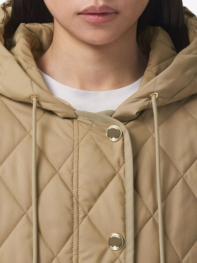 Shop Burberry Diamond-quilted Hooded Coat