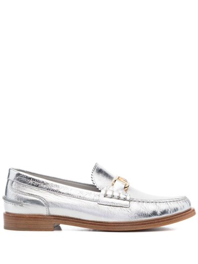 Shop Fendi Moccasin Shoes In Metallic