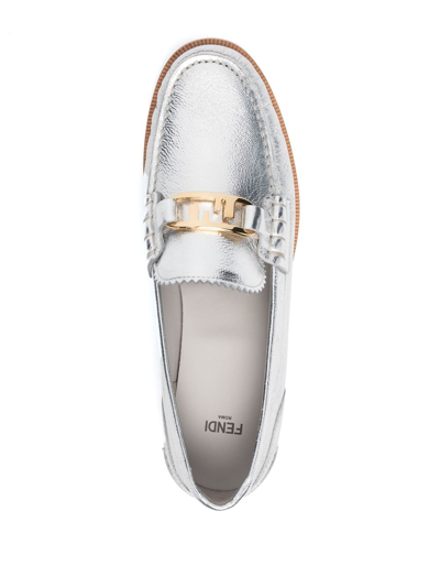 Shop Fendi Moccasin Shoes In Metallic