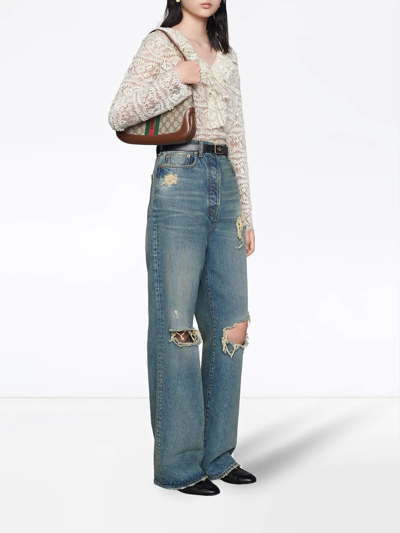 Shop Gucci Distressed Boyfriend-fit Jeans