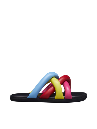 Moncler Genius 1 Moncler Jw Anderson Multicolored Jbraided Slides Sandals  In Red | ModeSens