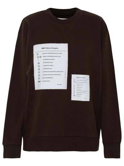 Shop Mm6 Maison Margiela Cotton Sweatshirt In Brown