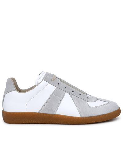 Shop Maison Margiela Leather Replica Sneaker In White