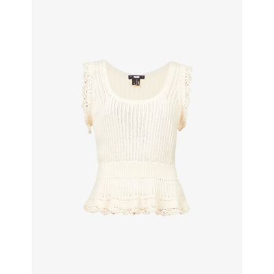 Shop Paige Ammeline Frill-detail Sleeveless Cotton Top In Ecru