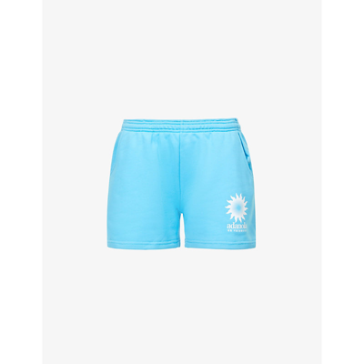 Shop Adanola Edit By Hanna Schonberg Vacation Relaxed-fit High-rise Cotton-jersey Shorts In Ocean Blue