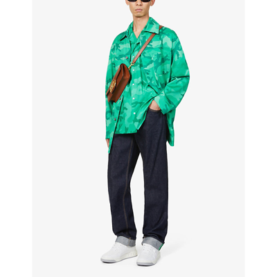 Shop Valentino Camouflage-print Relaxed-fit Cotton-poplin Shirt In Camou Smeraldo