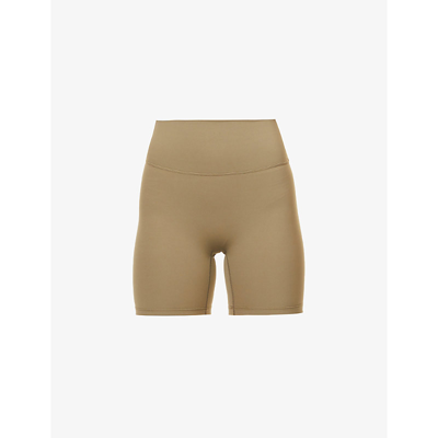 Shop Adanola Edit By Hanna Schonberg Ultimate Fitted High-rise Stretch-jersey Bike Shorts In Mocha Brown