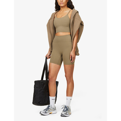 Shop Adanola Edit By Hanna Schonberg Ultimate Fitted High-rise Stretch-jersey Bike Shorts In Mocha Brown