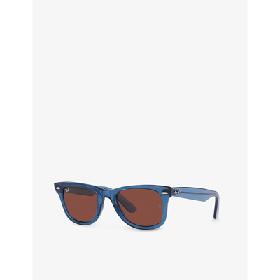 Ray Ban Rb2140 Square-frame Acetate Wayfarer Sunglasses In Blue