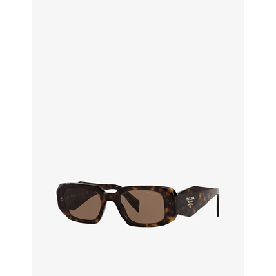 Prada Womens Brown Pr 17ws Rectangular-frame Tortoiseshell Sunglasses In Brown