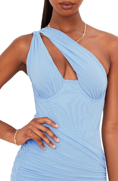 Shop House Of Cb Clementine Cutout Ruched Minidress In Baby Blue