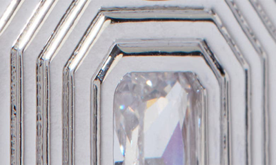 Shop Luv Aj Ridged Pyramid Crystal Pendant Earrings In Silver