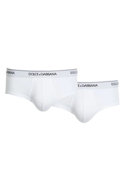 Shop Dolce & Gabbana Two-pack Logo Band Stretch Cotton Briefs In White