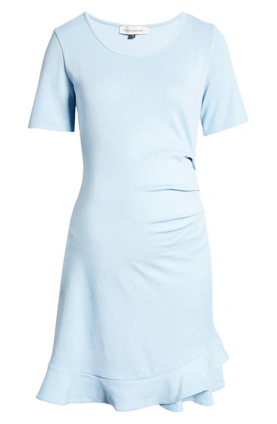 Shop Angel Maternity Frill Maternity Minidress In Blue