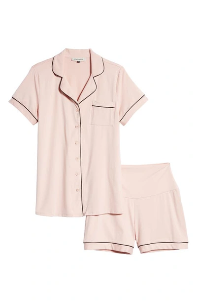 Shop Angel Maternity Maternity/nursing Short Pajamas In Pink