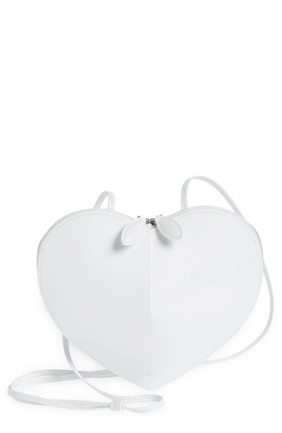 Shop Alaïa Le Coeur Leather Crossbody Bag In 010 - Blanc Optique