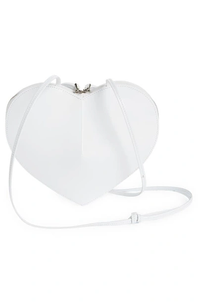 Shop Alaïa Le Coeur Leather Crossbody Bag In 010 - Blanc Optique