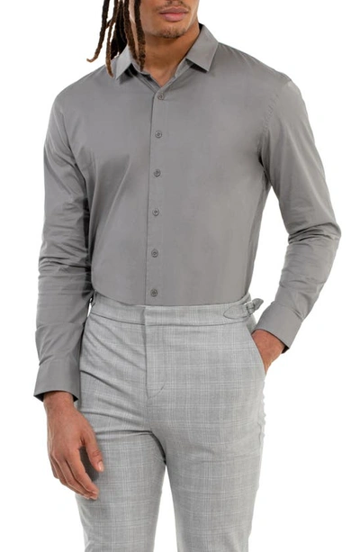 Shop D.rt Bidness Stretch Cotton Button-up Shirt In Grey