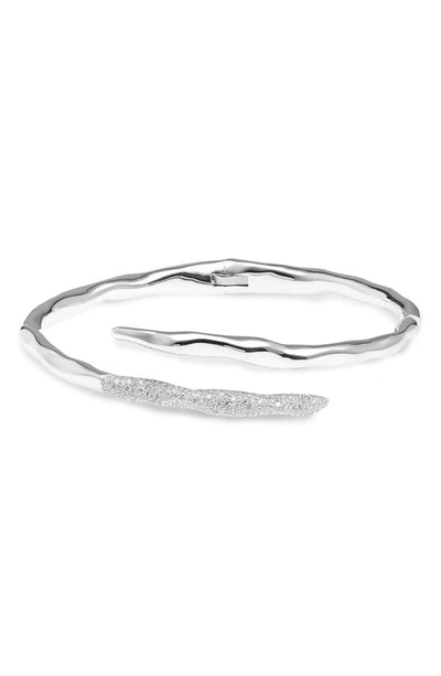 Shop Ippolita Stardust Squiggle Pavé Diamond Bypass Bangle Bracelet In Silver