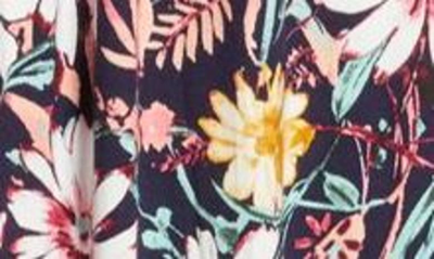 Loveappella Floral Print Empire Waist Jersey Maxi Dress In Navy Multi