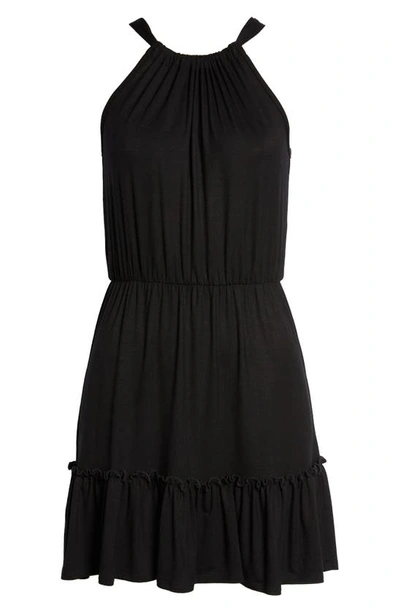 Shop Loveappella Flounce Hem Halter Dress In Black