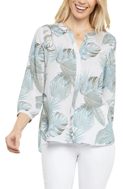 Shop Nydj High/low Crepe Blouse In Palm Creek