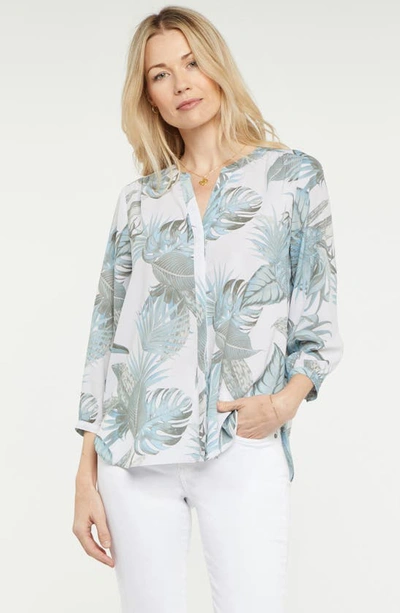 Shop Nydj High/low Crepe Blouse In Palm Creek