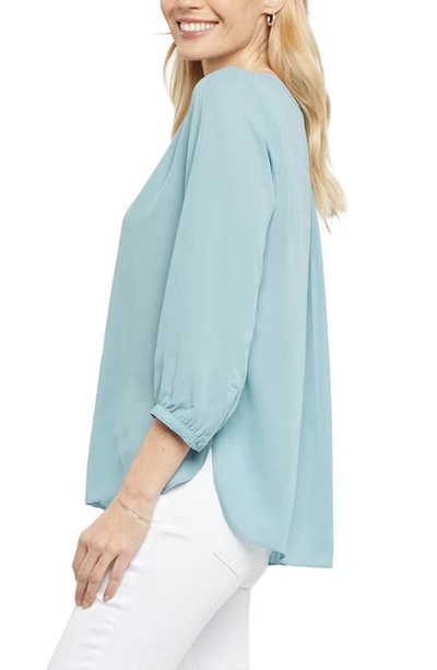 Shop Nydj High/low Crepe Blouse In Peacock