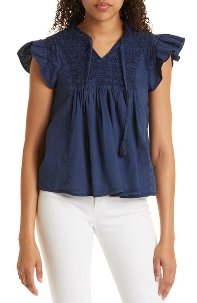 Shop Sea Simona Flutter Sleeve Top In Blue