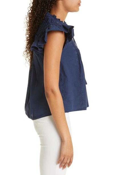 Shop Sea Simona Flutter Sleeve Top In Blue