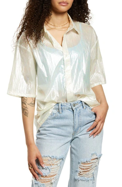 Shop Bp Be Proud Pride Gender Inclusive Iridescent Retro Button-up Shirt