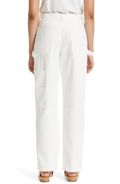 Shop Staud Cotton Canvas Painter Pants In White