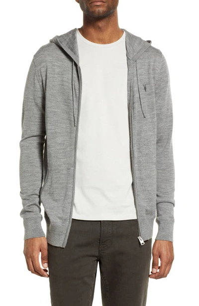 Shop Allsaints Mode Slim Fit Merino Wool Zip Hoodie In Grey Marl