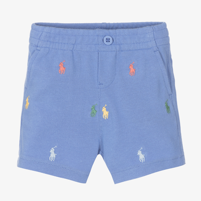 Shop Ralph Lauren Baby Boys Blue Cotton Shorts