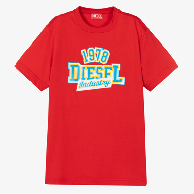 Shop Diesel Teen Boys Red Logo T-shirt