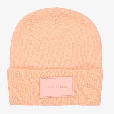 Shop Marc Jacobs Girls Orange Beanie Logo Hat