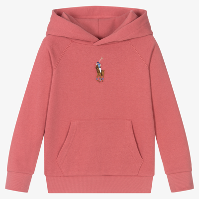 Shop Polo Ralph Lauren Girls Pink Cotton Hoodie