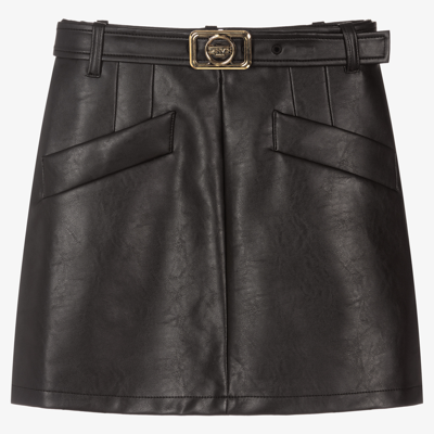 Shop Lanvin Girls Teen Black Faux Leather Skirt