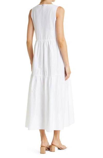 Shop Hugo Boss Ditesta Sleeveless Stretch Cotton Dress In White