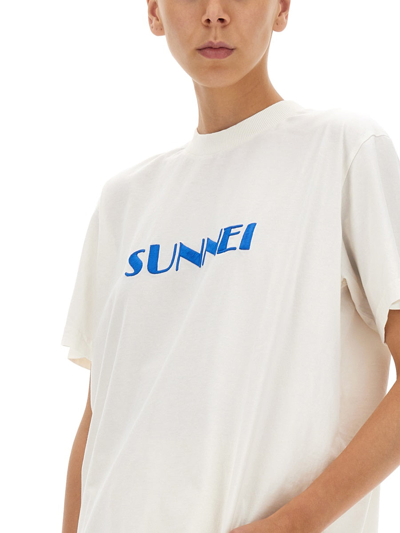 Shop Sunnei Logo Print T-shirt In White