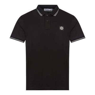Shop Stone Island Tipped Polo Shirt In Black