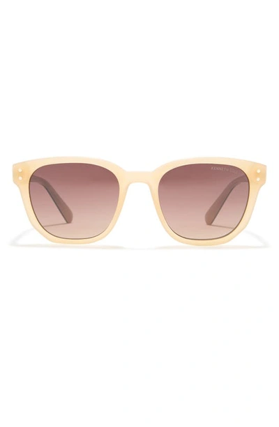 Kenneth Cole 52mm Square Sunglasses In Shiny Beige / Gradient Brown